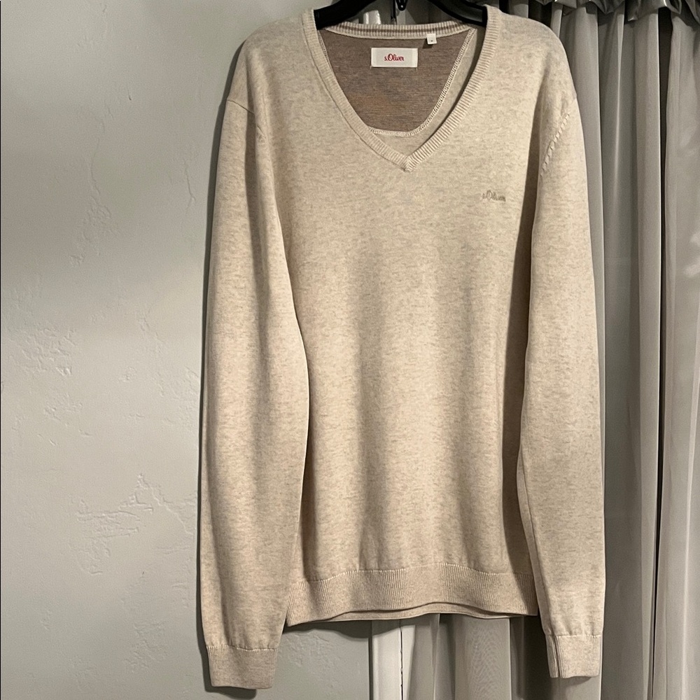 Classic Beige V-Neck Sweater by Jil Sander